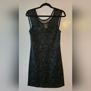 Free People Black and Gold Lace Mini Dress